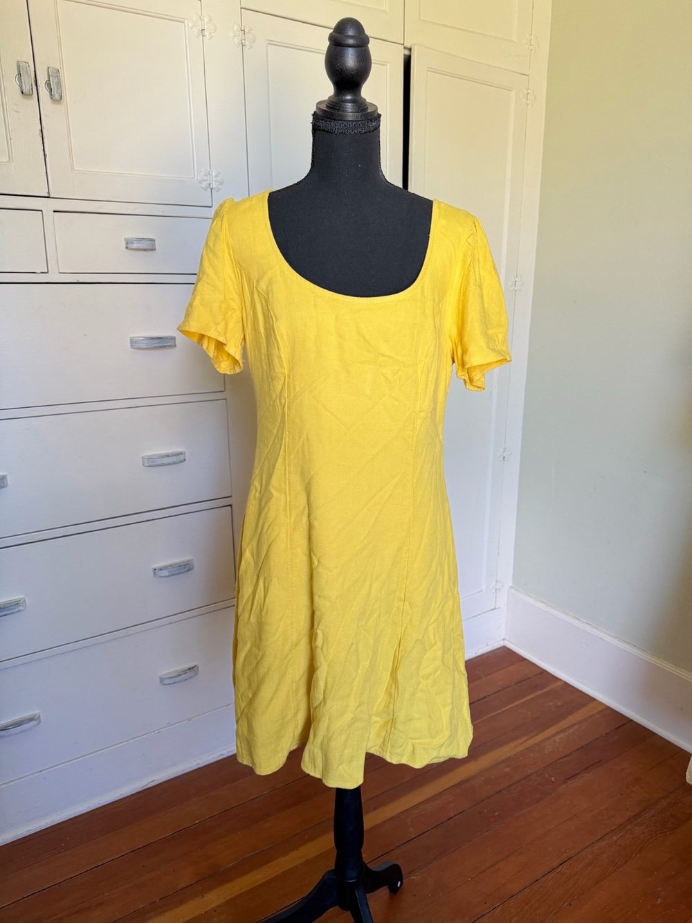 Old Navy Yellow Scoop Neck Midi Dress